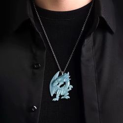 Blue Eyes White Dragon Jade Necklace