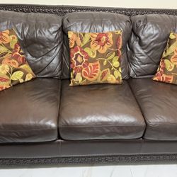 4 Piece Brown Leather Sofa Set