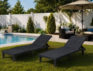 Set of 2 Black Outdoor Chaise Lounge Chairs #41