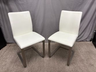 ITALSTUDIO White & Chrome Modern Cantilever Dining Chair (Set of 2)