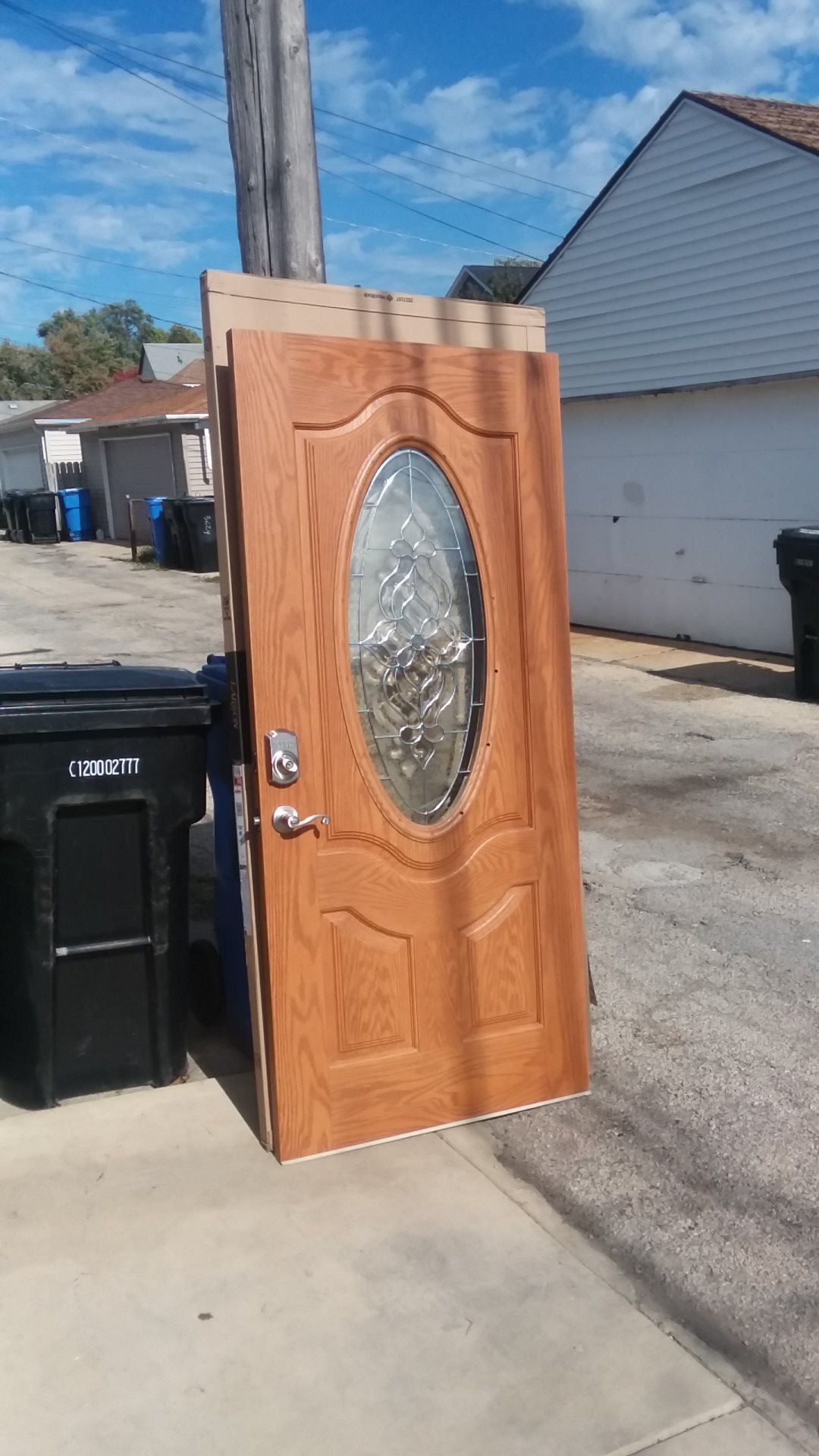 Use like new fiberglass door size w36 h 79.1/2 $160