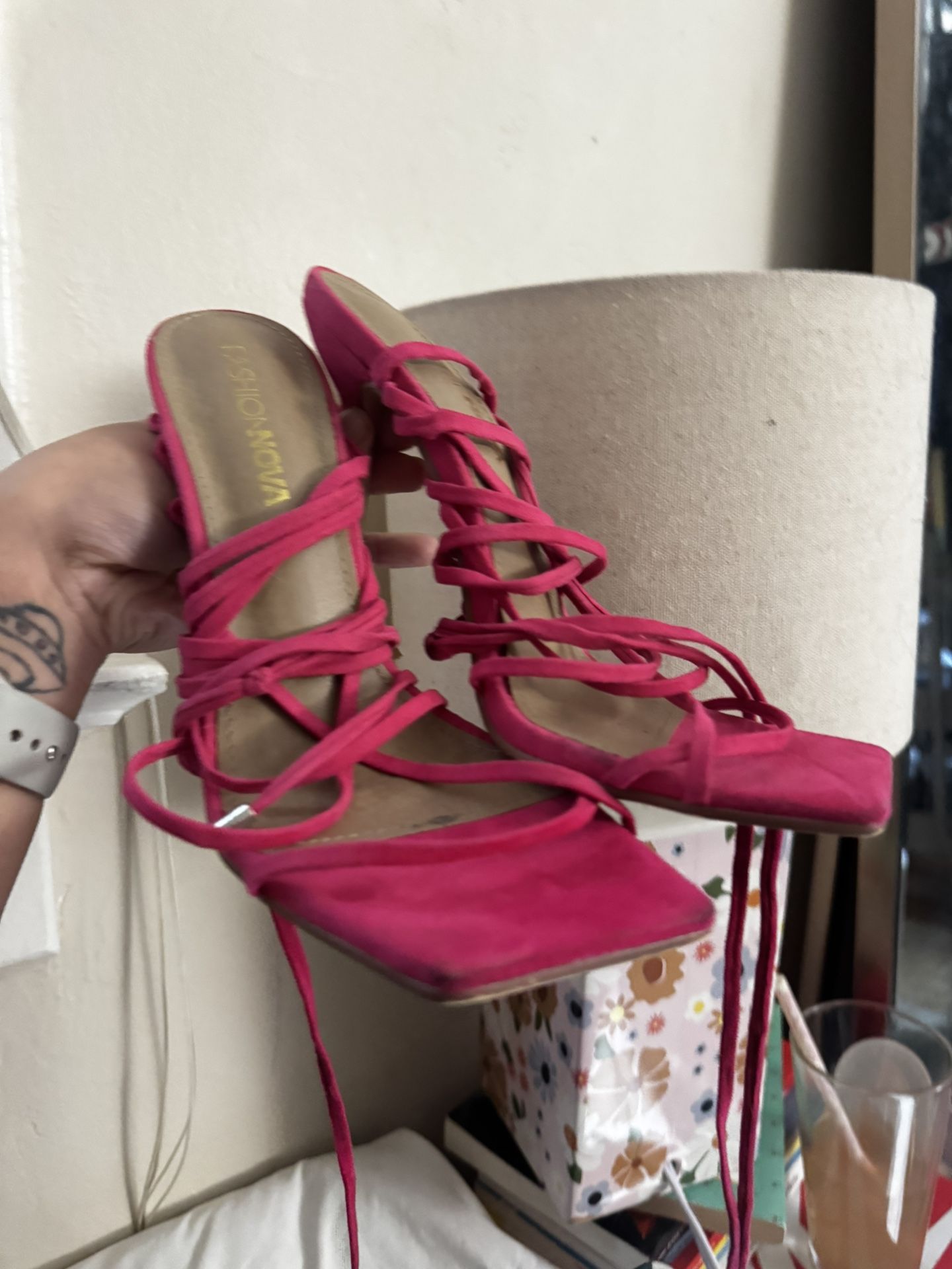 Pink Strappy Heels 6.5