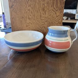 Vintage Furio Pitcher & Bowl Set, Made In Italy