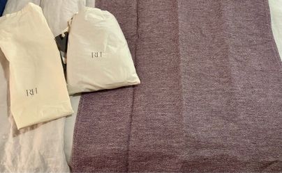 NEW: (2) Restoration Hardware Pillow Sham Esmé Cotton-Linen Wine Queen Loungers