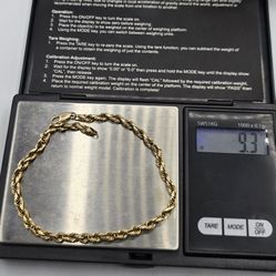 Solid 14kt Gold Rope Bracelet Esclava Torsal De Oro 14kt Solido