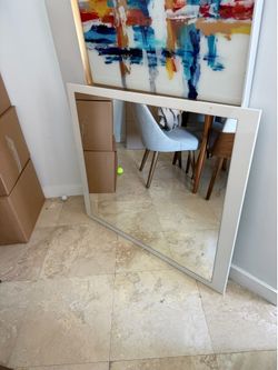 White Framed Mirror – 43.5x37.5