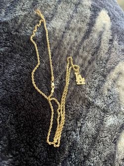 14kt ROPE  CHAIN & 14kt LA pendant