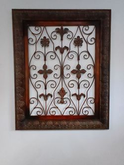 Decorative Wrought Iron Wall Art with Frame