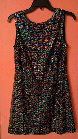 Betsey Johnson Dress - rainbow sequins on black, size 4