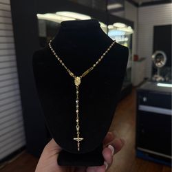 14k, 3Tone, 7.6g, 18inch, Rosary