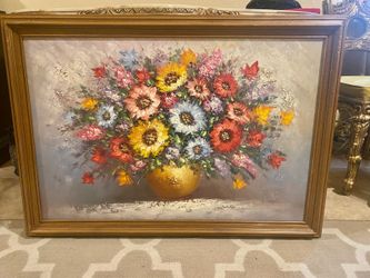 VERY BEAUTIFUL VINTAGE FRAME CANVAS OIL PAINTING HAVE ARTIST SIGNATURE..GREAT CONDITION