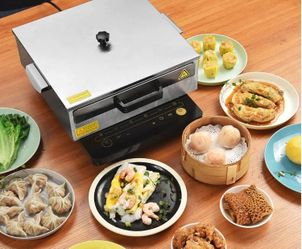 WeChef Rice Roll Steamer Stainless Steel +2 Trays - Dim Sum Cooker - Indoor/Outdoor Cooking - Independence Day Sale