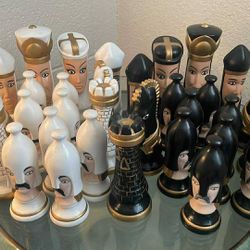 Ceramic Vintage Chess Pieces FULL SET
