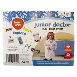 Born Toys Junior Doctor Kit for Kids Ages 3-7 Pretend Dress Up EUC