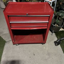 Cherry Red Two-Piece Toolchest on Rolling Wheels 2 Drawers 