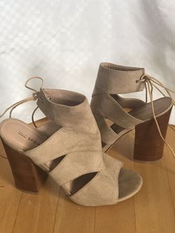 Nude chunky heeled sandals
