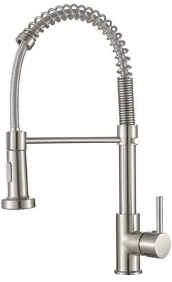 Kitchen Faucets with Pull Down Sprayer Commercial Single Handle Lever Spring Kitchen Sink Faucet Brushed Nickel