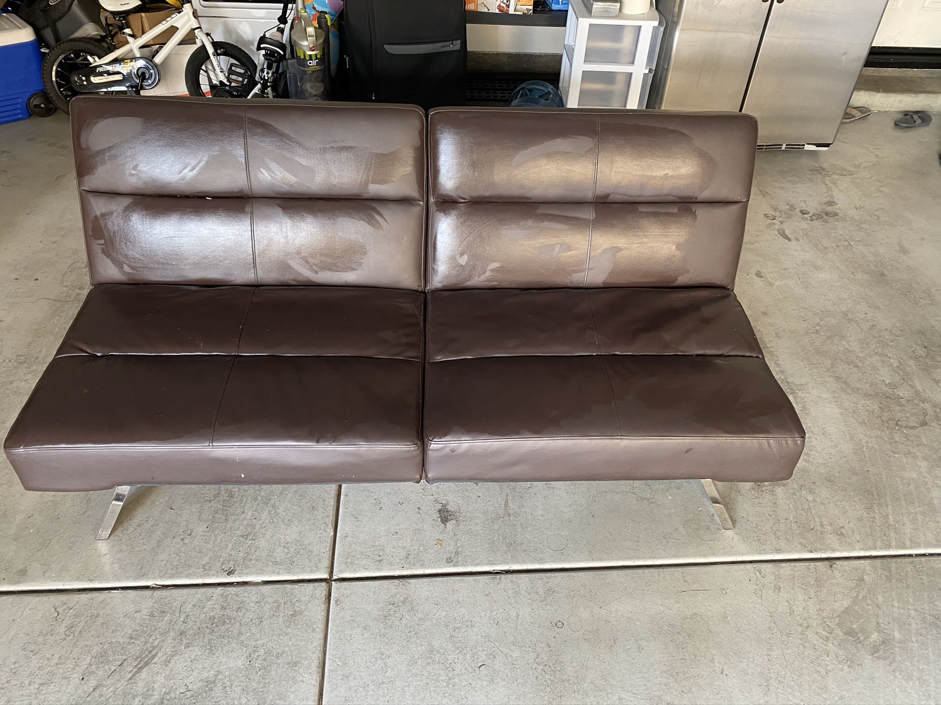 Futon leather sofa