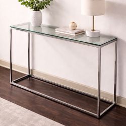 Modern Glass Console Table  Chrome Frame