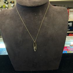 14k Double Hoop Pendant Chain Link Necklace 35682-6