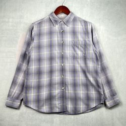 L.L. Bean Shirt Womens SM Purple Plaid Long Sleeve Pocket Cotton Shell Button Up
