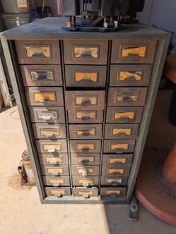 Antique library card drawer