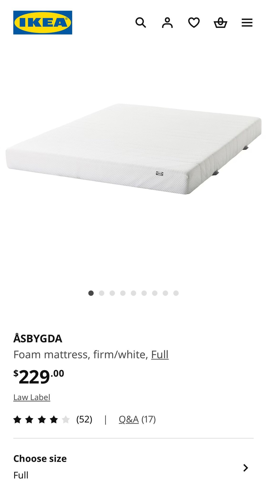 Full Size Mattress + Bed frame For Sale