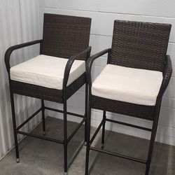 Outdoors Wicker Bar Stool Set Of 2