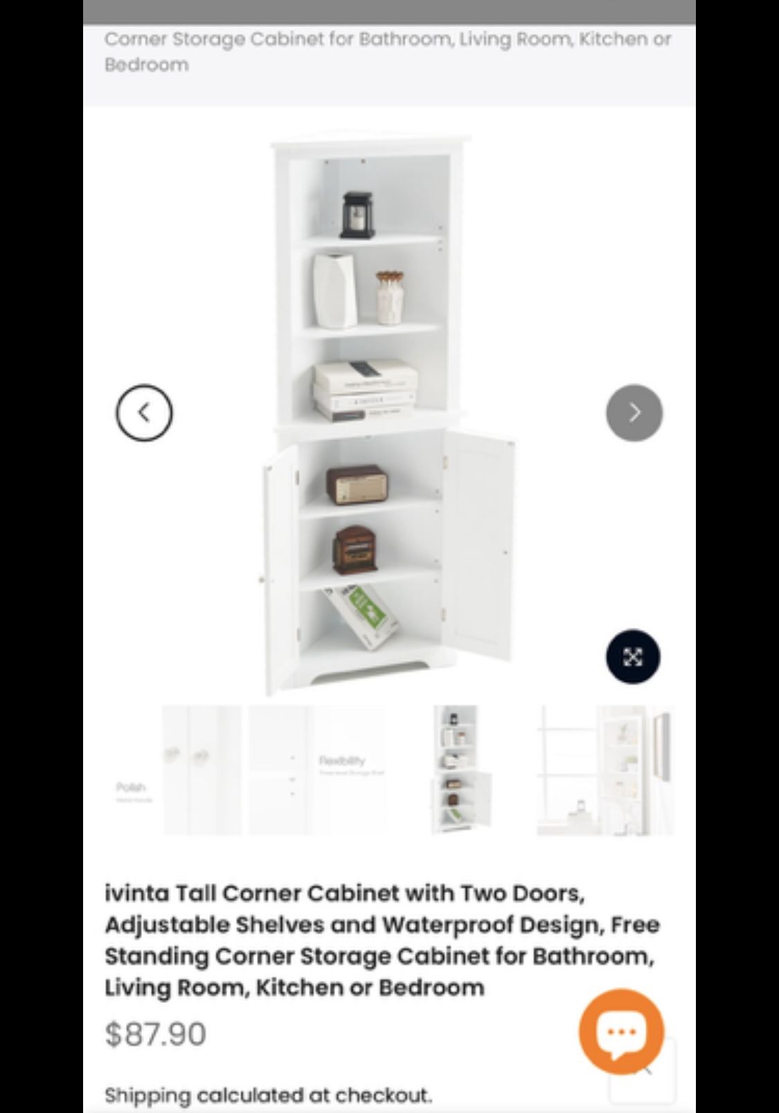 Ivinta White Tall Corner Cabinet Brand New In Box Bexley Pick Up