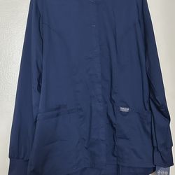 Brand New With Tags Woman’s Cherokee Snap Down Scrub Hospital Jacket Navy Blue Size XL