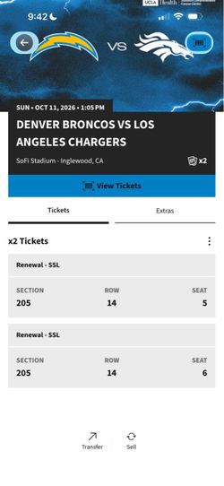 CHARGERS VS BRONCOS TICKETS