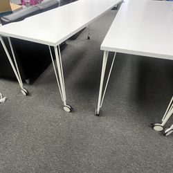 (8 total) Tables or desks with wheels