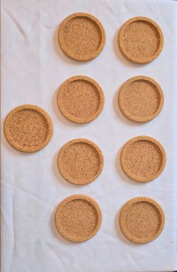 ESTATE SALE Set of 9 Natural Cork Drink Coasters with Raised Rim