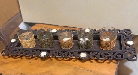 Decorative Tray with 5 Votive Candle Holders
