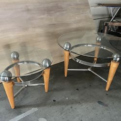 Tables - Living Room Glass & wood Modern- $40 &$60