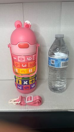 Kids bottle of water with straw, new