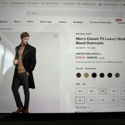 Luxury Wool Cashmere Coat. Michael Kors. 40L