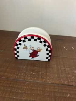 Cute whimsical Italian themed ceramic napkin holder