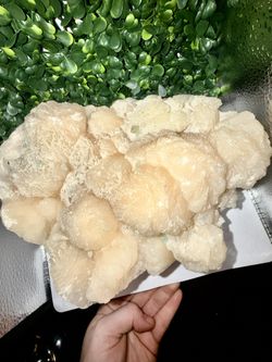 Large Stilbite Crystal Cluster with Green Apophyllite
