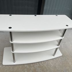 White & Silver TV Stand