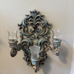 Vintage Burwood Products 3 Arm Wall Sconce Made in 1970 | Cottage/Farmhouse Decor | Shabby Chic | Retro Home Decor | Large 19” Tall