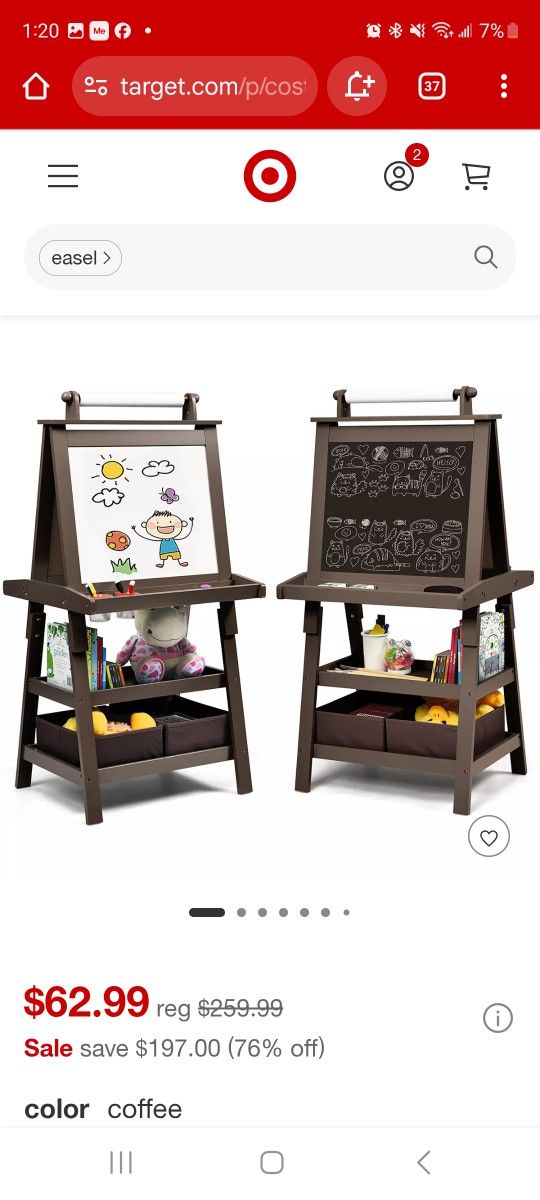 Kids Wooden Easel/ Organizer Double Sided