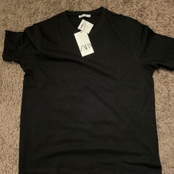 Zara Medium-Weight Tee, Black, Size (L)