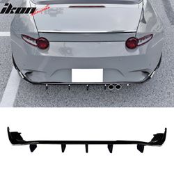 Fits 2016-2026 Mazda MX-5 Miata Gloss Black IKON Style Rear Bumper Diffuser ABS 3PCS