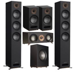 Jamo Surround Sound Speaker System Black with walnut trim