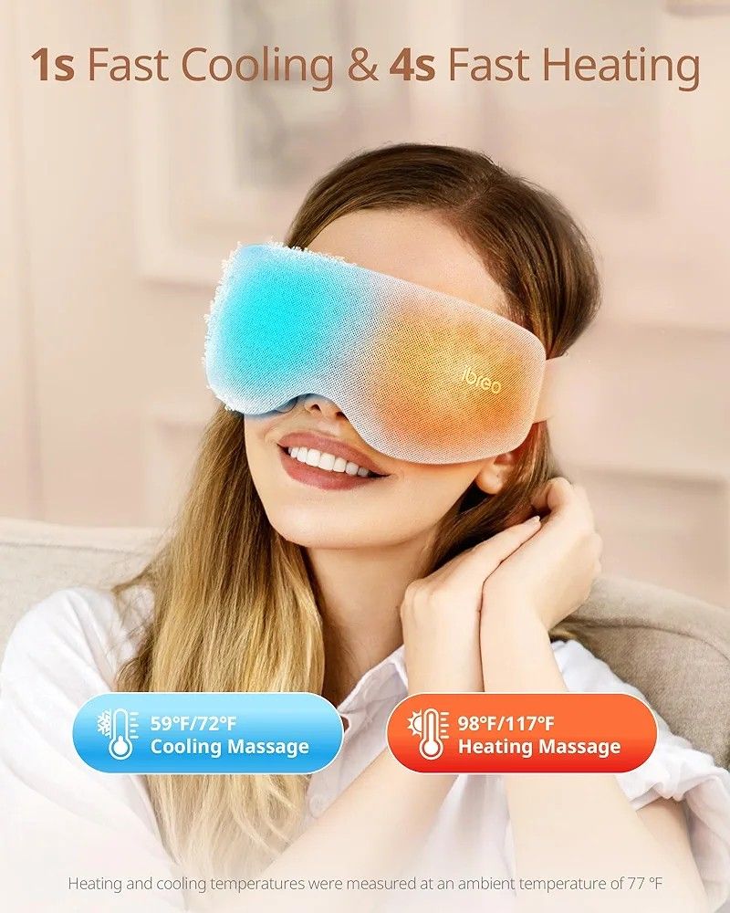 Eye Massager with 2 Level Heat & Cool, 150 Mins Uses, 3 Modes & 14 Vibration  Heads, Heated Eye Mask with Bluetooth Music for Migraine, Eye Strain Puff -  www.joarbit.com