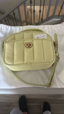 Coach Puffy Quilted Lunchbox Bag Pale Lime Leather C4678 Top Handle
