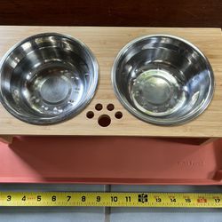 Stainless Steel Pet Bowls with Stand & Mat