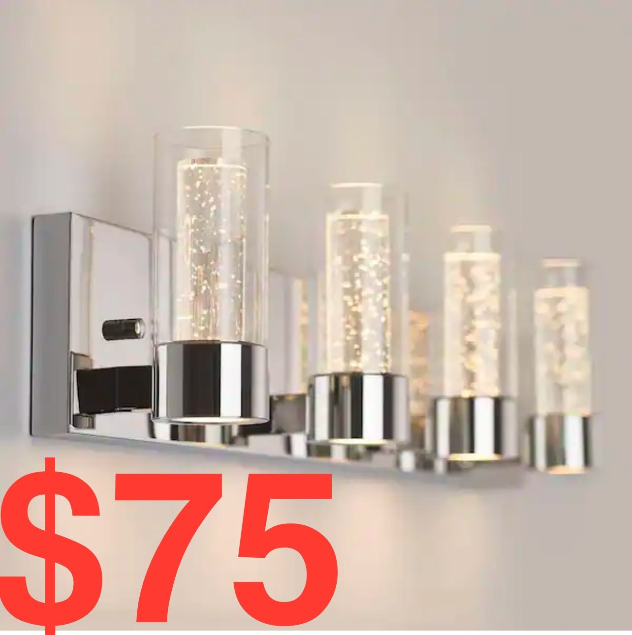 Artika Essence 27 in. 4 Light Chrome Modern Integrated LED Vanity Light Bar for Bathroom with Bubble Glass