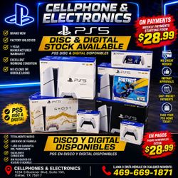 Stock nuevo de PS5 (versiones con disco y digital) disponible: financiación por 28.99 $ semanales 🤩✅ (No se requiere historial crediticio ✅)